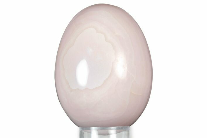 Polished Banded Pink Mangano Calcite Egg - Flourescent! #314474